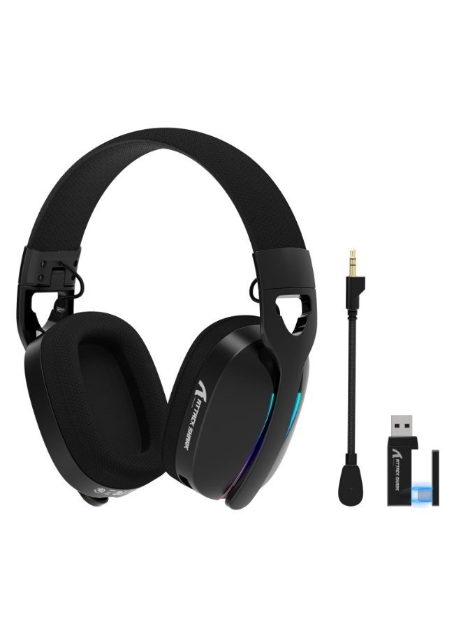 Attack Shark L90 RGB Wireless Gaming Headset for PS4/PS5/PC/Xbox,2.4Ghz Bluetooth Gaming Headphone with Mic,Lightweight,Foldable,Customize via Software - Black - Image 1